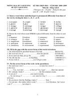 Đề thi học sinh giỏi tiếng Anh 8