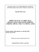 Phép lịch sự và hiệu quả trong giao tiếp hàng không (trong tiếng Việt và tiếng Anh) NCS. Nguyễn Kim Loan
