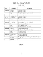 Giáo án lớp 2 năm học 2014 - 2015  tuần 34