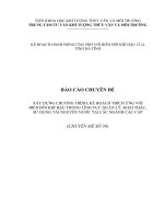 BÁO CÁO CHUYÊN ĐỀ  XÂY DỰNG CHƯƠNG TRÌNH, KẾ HOẠCH THÍCH ỨNG VỚI BIẾN ĐỔI KHÍ HẬU TRONG LĨNH VỰC QUẢN LÝ, KHAI THÁC,  SỬ DỤNG TÀI NGUYÊN NƯỚC TẠI CÁC NGÀNH CÁC CẤP