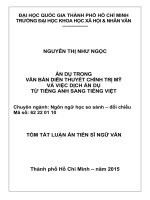 Ẩn dụ trong văn bản diễn thuyết chính trị Mỹ và dịch ẩn dụ từ tiếng Anh sang tiếng Việt