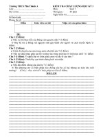 Đề thi Sinh 7 - HK I