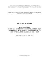 BÁO CÁO CHUYÊN ĐỀ ĐÁNH GIÁ ẢNH HƯỞNG CỦA BÃO, LŨ LỤT, HẠN HÁN ĐẾN KẾ HOẠCH PHÁT TRIỂN KINH TẾ XÃ HỘI TỈNH HÀ TĨNH GIAI ĐOẠN 2011 – 2015