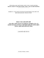 BÁO CÁO CHUYÊN ĐỀ TỔNG QUAN VỀ NHỮNG NGHIÊN CỨU VÀ ĐÁNH GIÁ ĐÃ CÓ VỀ XU THẾ BIẾN ĐỔI VỀ NƯỚC BIỂN DÂNG TRÊN ĐỊA BÀN HÀ TĨNH