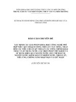 BÁO CÁO CHUYÊN ĐỀ  XÁC ĐỊNH CÁC GIẢI PHÁP KHOA HỌC CÔNG NGHỆ PHÙ HỢP NHƯ: QUY HOẠCH TỔNG THỂ LƯU VỰC SÔNG, THAY ĐỔI CÁC TIÊU CHUẨN KỸ THUẬT CÁC CÔNG TRÌNH KHAI THÁC VÀ SỬ DỤNG NƯỚC, CÁC BIỆN PHÁP TIẾT KIỆM VÀ SỬ DỤNG HIỆU QUẢ NGUỒN NƯỚC, DUY TRÌ BẢO VỆ NG