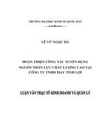 HOÀN THIỆN CÔNG TÁC TUYỂN DỤNG NGUỒN NHÂN LỰC CHẤT LƯỢNG CAO TẠI CÔNG TY TNHH MAY TINH LỢI