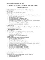 Cấu trúc ôn tập môn Ngữ Văn 10 HKII năm học 2010-2011