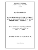 Một số biện pháp nâng cao hiệu quả quản lý HĐGDNGLL ở các trường THPT quận Ba Đình – Hà Nội