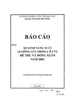 So sánh năng suất 14 giống lúa nhóm A ở 2 vụ Hè Thu và Đông Xuân năm 2002