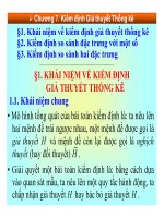 Bài giảng xác suất  thống kê đại học   chương 7:  kiểm định giả thuyết thống kê