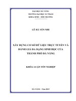 xây dựng cơ sở dữ liệu trực tuyến và đánh giá đa dạng sinh học của thành phố đà nẵng﻿