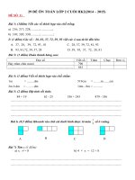 Bộ đề toán ôn tập cho học sinh lớp 2 có đáp án