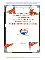ĐỔI MỚI PHƯƠNG PHÁP DẠY HỌC   BÀI SOẠN DẠY TỔNG HỢP  CÁC MÔN LỚP 3  TỪ TUẦN 19 ĐẾN TUẦN 21  PHƯƠNG PHÁP MỚI  VÀ THEO CHUẨN KTKN MÔN HỌC.