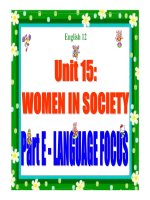 Bài giảng anh văn 12- Unit 15 Women in society (Language focus)