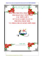 ĐỔI MỚI PHƯƠNG PHÁP DẠY HỌC   BÀI SOẠN DẠY TỔNG HỢP  CÁC MÔN LỚP 3  TỪ TUẦN 23 ĐẾN TUẦN 25  PHƯƠNG PHÁP MỚI  VÀ THEO CHUẨN KTKN MÔN HỌC.