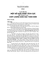 VẬN DỤNG một số GIẢI PHÁP TÍCH cực để NÂNG CAO  CHẤT LƯỢNG GIÁO dục TOÀN DIỆN