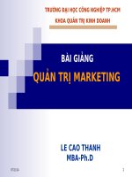 Bài giảng Quản trị Marketing Chương 1 - Lê Cao Thanh