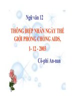 Bài giảng ngữ văn 12- THÔNG ĐIỆP NHÂN NGÀY THẾ GIỚI PHÒNG CHỐNG AIDS, 1-12-2003 (Cô-phi An-nan)