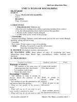 Bài giảng anh văn- Unit 12- Ways of Socialising