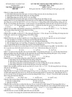 Đề thi thử Quốc gia lần 1 năm 2015 môn Vật lý trường THPT Hậu Lộc 2, Thanh Hóa Đề thi thử đại học môn Vật lý