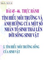 Bai 45-46: Thực hành tim hiểu môi truòng , nhân tố sinh thái