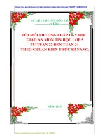 ĐỔI MỚI PHƯƠNG PHÁP DẠY HỌC   GIÁO ÁN MÔN TIN HỌC LỚP 5  TỪ TUẦN 22 ĐẾN TUẦN 24  THEO CHUẨN KIẾN THỨC KĨ NĂNG.