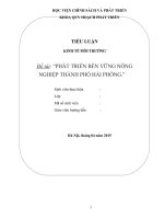 Tiểu luận PHÁT TRIỂN BỀN VỮNG NÔNG NGHIỆP THÀNH PHỐ HẢI PHÒNG
