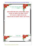 ĐỔI MỚI PHƯƠNG PHÁP DẠY HỌC   GIÁO ÁN MÔN TIN HỌC LỚP 5  TỪ TUẦN 17 ĐẾN TUẦN 18  THEO CHUẨN KIẾN THỨC KĨ NĂNG.
