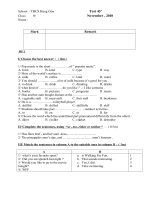 KIEM TRA TIENG ANH 7 ( LAN 4 CO MA TRAN)