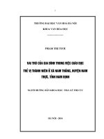 Vai trò của gia đình trong giáo dục trẻ vị thành niên tại xã Nam Thắng – huyện Nam Trực – tỉnh Nam Định