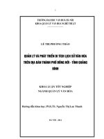 Quản lý và phát triển di tích lịch sử văn hóa trên địa bàn thành phố Đồng Hới – tỉnh Quảng Bình