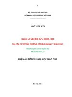 Quản lý nghiên cứu khoa học tại các cơ sở bồi dưỡng cán bộ quản lý giáo dục