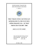 Thực trạng nâng cao năng lực kinh doanh của Nhà xuất bản Chính trị quốc gia – Sự thật trong hai năm 2007 - 2008