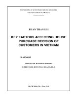 KEY FACTORS AFFECTING HOUSE PURCHASE DECISION OF CUSTOMERS IN VIETNAM