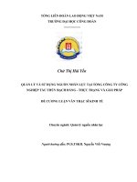 Quản lý và sử dụng nguồn nhân lực tại tổng công ty công nghiệp tàu thủy bạch đằng   thực trạng và giải pháp