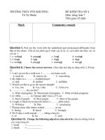 Đề kiểm tra 1 tiết Tiếng Anh lớp 7 tiết 89