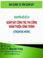 Bài giảng tư vấn giám sát - Chuyên đề 13. Giám sát công tác thi công hoàn thiện công trình