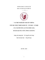 Vai trò nghề rèn truyền thống với việc phát triển kinh tế - văn hóa - xã hội của người Nùng An ở xã Phúc Sen, huyện Quảng Uyên, tỉnh Cao Bằng