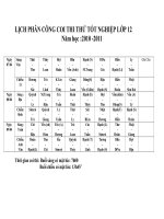 LỊCH COI THI THỬ TỐT NGHIỆP LỚP 12