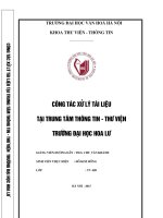 Tóm tắt Công tác xử lý tài liệu tại Trung tâm Thông tin Thư viện Trường Đại học Hoa Lư