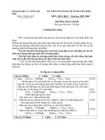 Đáp án kì thi vào lớp 10 Chuyên Hóa QH Huế 2008