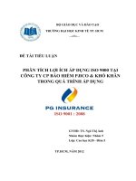 BÁO CÁO THỰC TẬP-PHÂN TÍCH LỢI ÍCH ÁP DỤNG ISO 9000 TẠI CÔNG TY CP BẢO HIỂM PJICO & KHÓ KHĂN TRONG QUÁ TRÌNH ÁP DỤNG