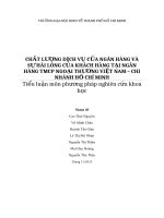 BÁO CÁO THỰC TẬP-CHẤT LƯỢNG DỊCH VỤ CỦA NGÂN HÀNG VÀ SỰ HÀI LÒNG CỦA KHÁCH HÀNG TẠI NGÂN HÀNG TMCP NGOẠI THƯƠNG VIỆT NAM – CHI NHÁNH HỒ CHÍ MINH