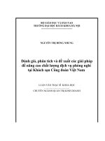 Đánh giá, phân tích và đề xuất các giải pháp để nâng cao chất lượng dịch vụ phòng nghỉ tại khách sạn công đoàn