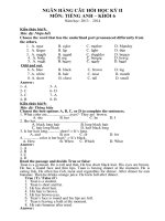 Ngân hàng câu hỏi tiếng Anh 6