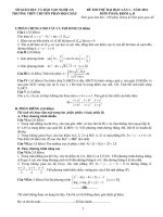 Đề + đáp an, thi thử THPT chuyên Phan Bội Châu, Nghệ An, lần 1, 2011