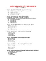 Ngân hàng câu hỏi trắc nghiệm lập trình Pascall