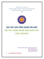 BÁO CÁO TIỂU LUẬN CÔNG NGHỆ LÊN MEN-CÔNG NGHỆ SẢN XUẤT BIA