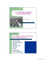 CÁC CHỈ TIÊU ĐÁNH GIÁ CHẤT LƯỢNG NƯỚC