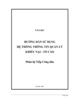 TÀI LIỆU- HƯỚNG DẪN SỬ DỤNG  HỆ THỐNG THÔNG TIN QUẢN LÝ KHIẾU NẠI- TỐ CÁO